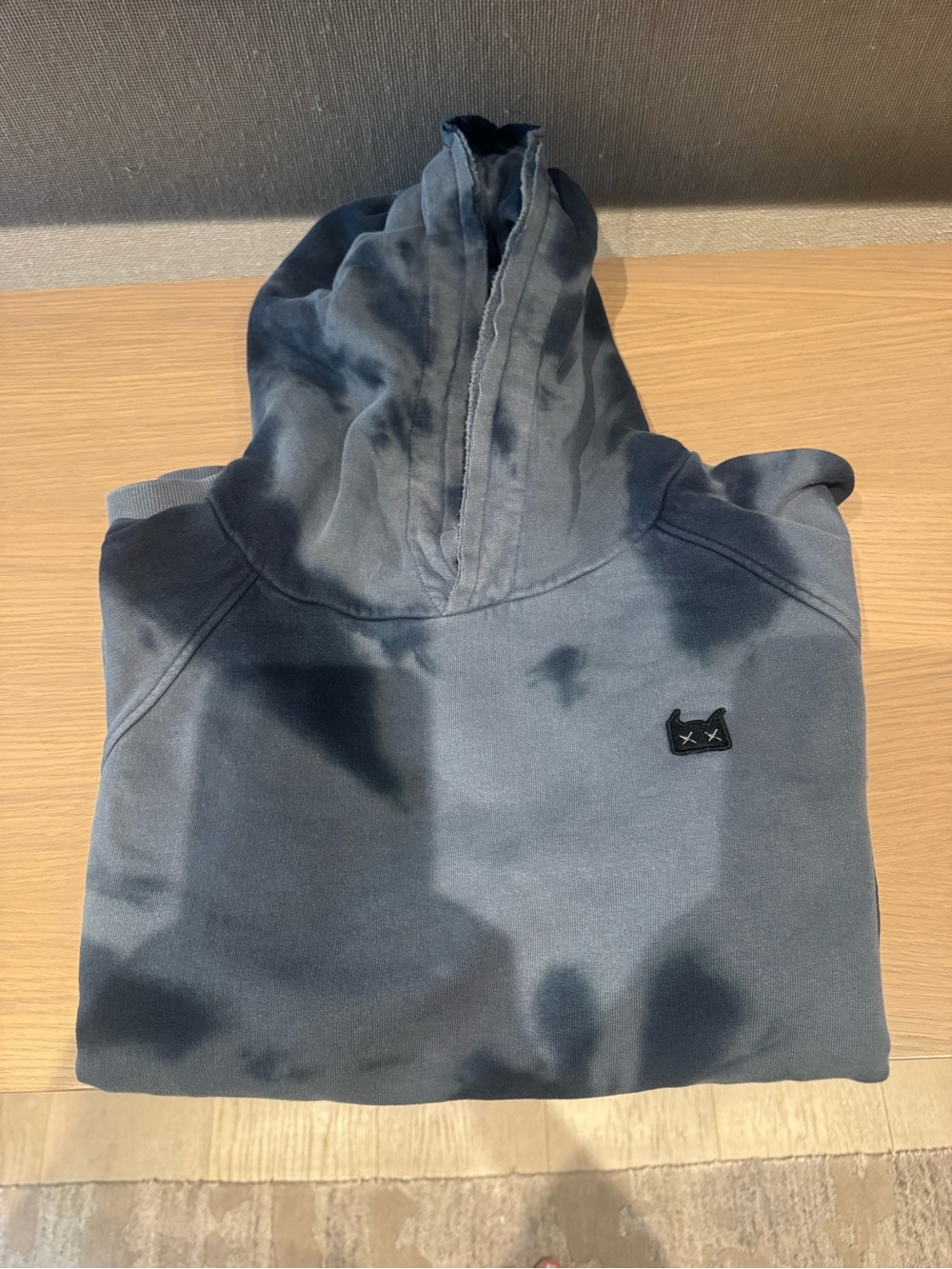 Munster kids blue Tie-Dye Hooded Sweater with Embroidered Patch